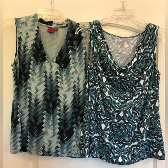 212 Collection Tops - Set Women's Top sleeveless in Blue/green and Black, size S and XS stretch Bundle